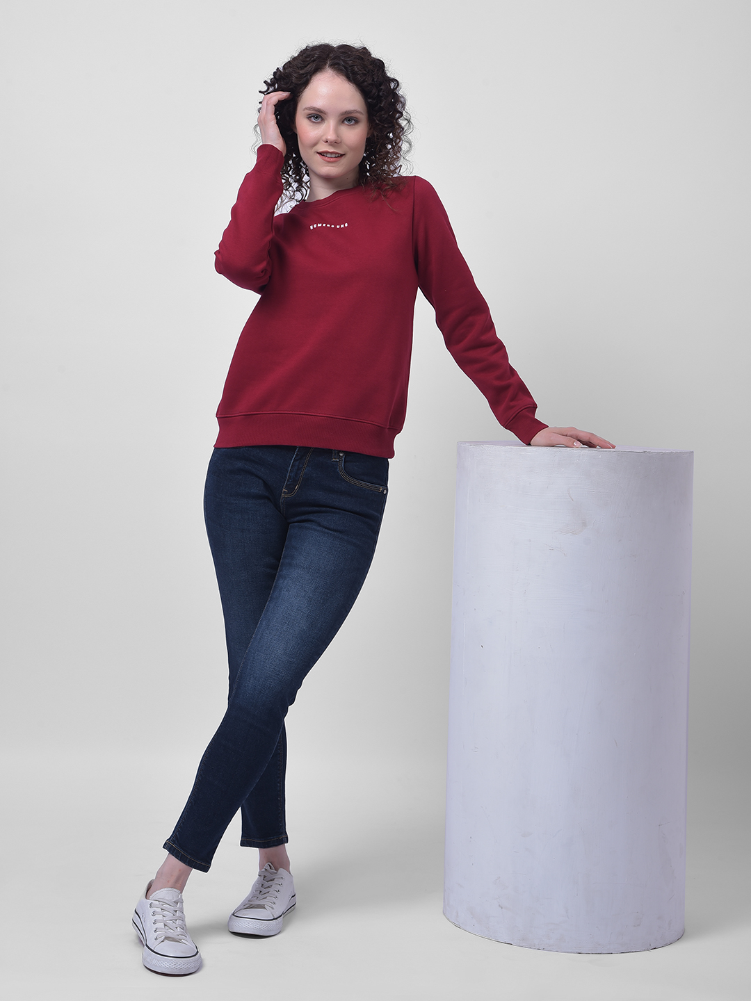 Numero Uno Women Maroon Crew Neck Sweatshirt